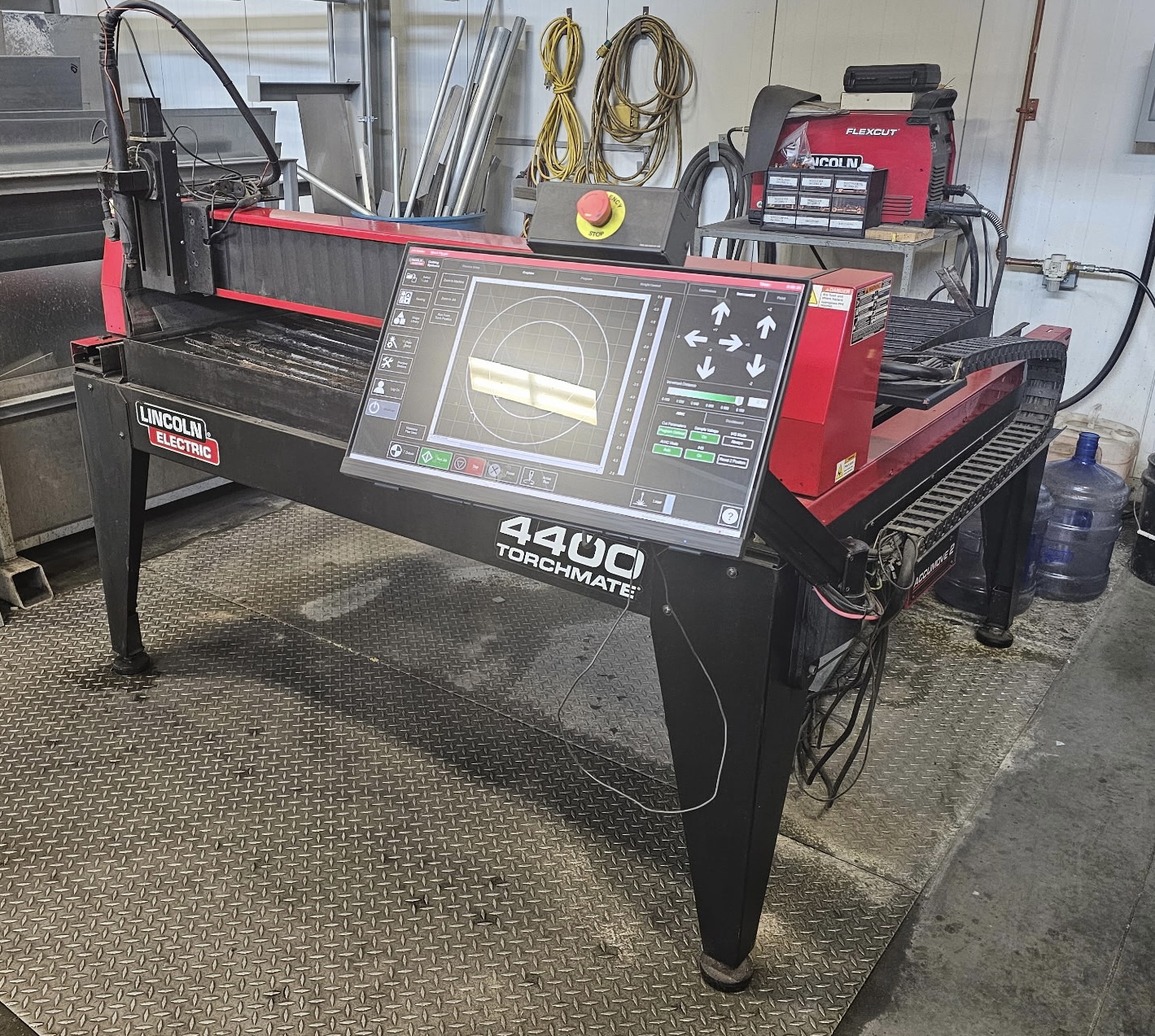 Torchmate 4400 CNC plasma cutting table with FlexCut 80A plasma system and touchscreen controller